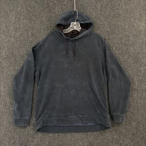 Adidas Hoodie Men's Medium Navy Blue Pullover Sweatshirt Athletic Thumb Holes